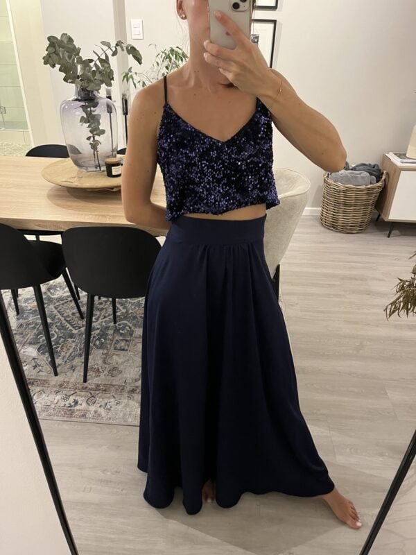 Dazzling Duo outfit rental in Stellenbosch, South Africa - sequin top and long skirt