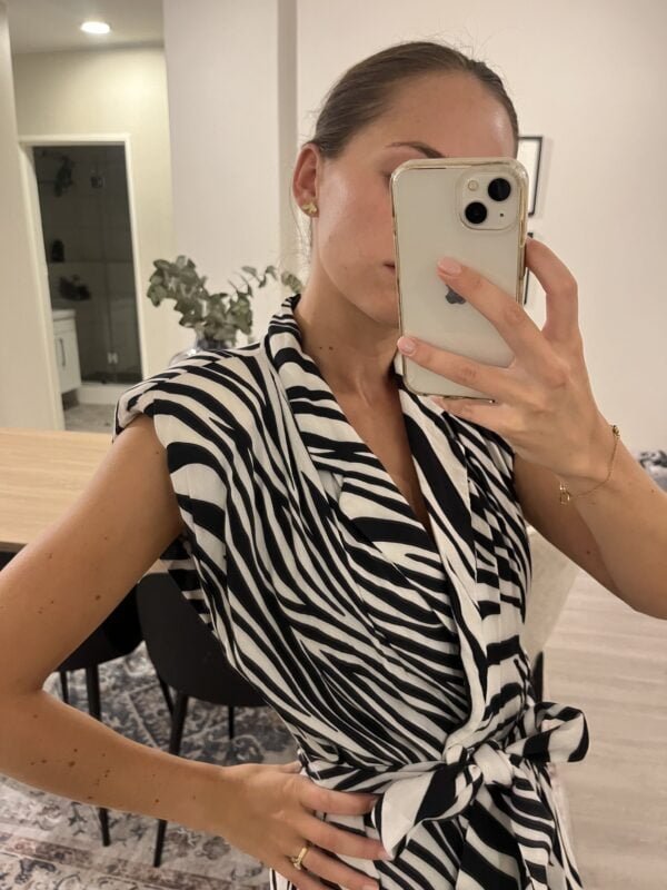 Jungle Jumpsuit rental in Stellenbosch, South Africa - zebra striped jumpsuit