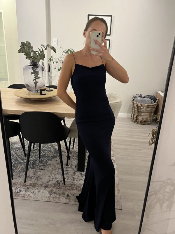 Velvet Midnight dress rental in Stellenbosch, South Africa - navy slip dress