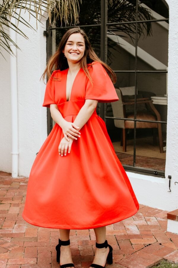 Rokkies Dress Rental Madison Red Midi Dress