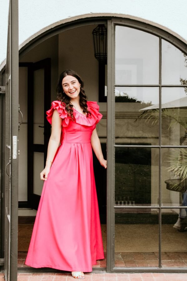 Rokkies Dress Rental Sophia Hot Pink Long Dress