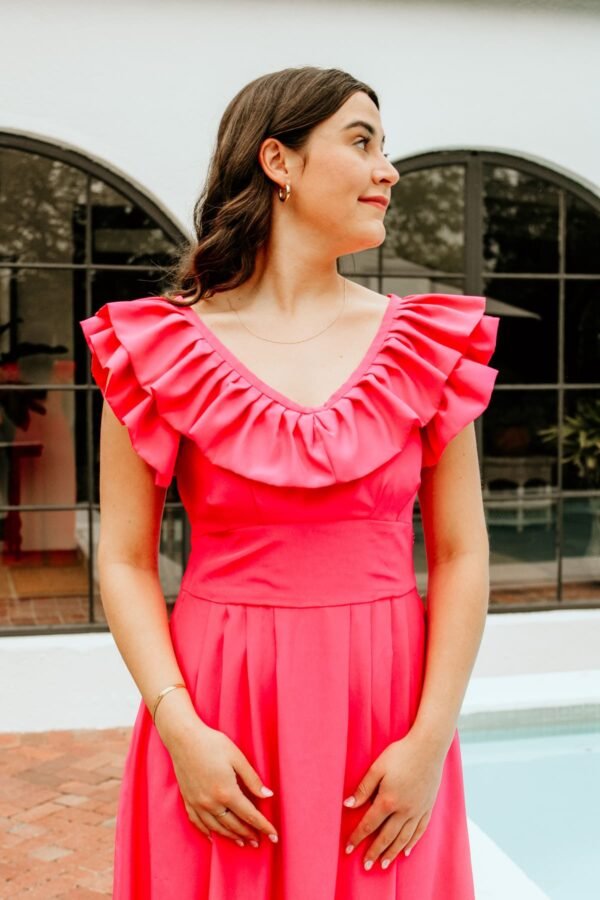 Rokkies Dress Rental Sophia Hot Pink Long Dress